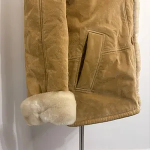 Vintage Tan Suede Leather Shearling Lined Jacket Sz M thumbnail 3
