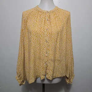 Flawless Mustard Floral Dream Shift Blouse Size Large Bohemian Spring Cottage thumbnail 2