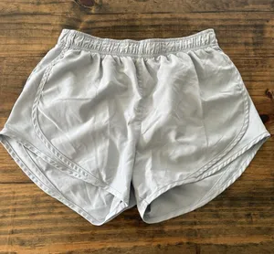 Nike Dri-Fit Lined Athletic Shorts Womens SMALL Stretchy Drawstring Grey thumbnail 1