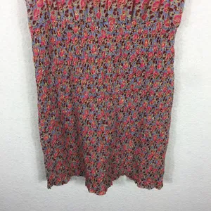 Free People Mini Dress Medium I'm Your Favorite Pink Floral Smocked Stretch thumbnail 11