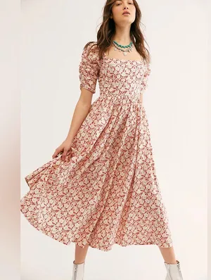 Free People She's A Dream Midi Dress Cottagecore 0 thumbnail 1