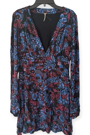 Free People Dark Floral Empire Waist Mini Dress Size 4 thumbnail 1