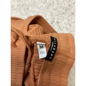 Billabong Essentials Women Ribbed Wide Leg Pants Orange Lettuce Hem Medium NWOT thumbnail 5