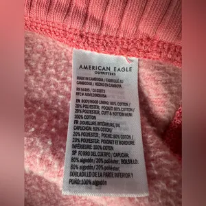 American Eagle oversized side slit pink/coral hoodie sweatshirt, size XS thumbnail 3