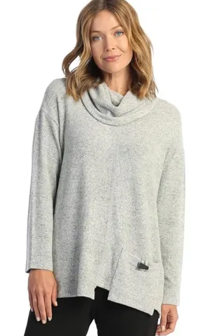 NEW Jess & Jane 2X Sweater Cowl‎ Neck Tunic Top Heather Gray Long Sleeve thumbnail 1