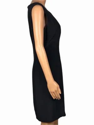 HUGO BUSCATI Milano Vintage Black 100% Silk Sleeveless Little Black Dress Size 8 thumbnail 3