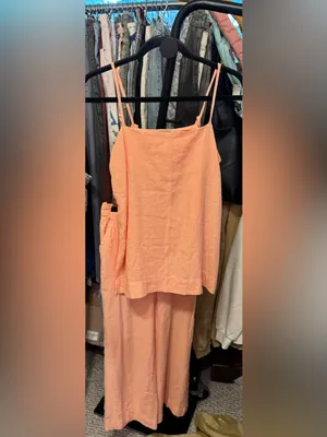 NWT Free People Free-Est Sightseer Linen Set - Honeyed Apricot Peach - XS thumbnail 8