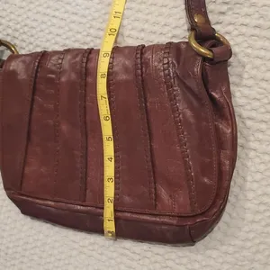 Vintage Burgundy Brown Textured Leather HOBO Brand Shoulder Bag (#19) thumbnail 8