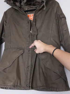 Y2K Tetsu Military Parka Coat M Olive Hooded Faux Fur Quilted Shell Utility thumbnail 4