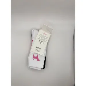 PINK Victoria’s Secret 2-Pack Crew Socks White Black One Size NWT thumbnail 3