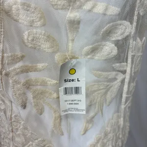 NWT Bobbie Brooks Lace Top‎ Womens Large Sheer Ivory Romantic Coquette Festival thumbnail 3