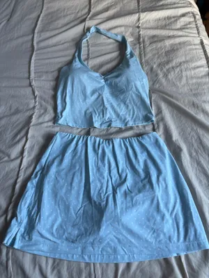 Blue and White Polka Dot JoyLab Tank + Skirt Set thumbnail 1