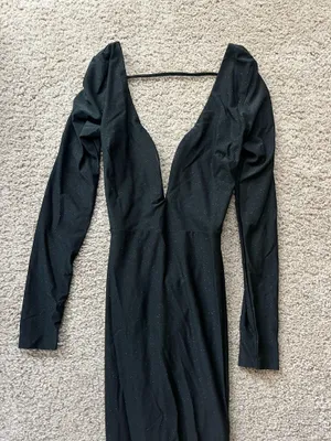 Glamorous in Glitter Black Long Sleeve Backless Maxi Dress Lulus thumbnail 4