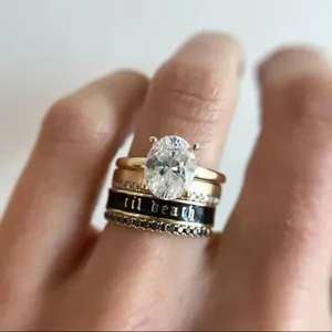 TIL DEATH Gold & Black Band Ring Size 6 Stackable Wedding Promise Ring NWT thumbnail 1