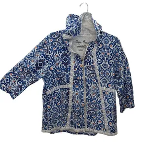 Onque Casual Women's Multicolor Geometric Zip-Up Jacket Lace‎ Detail Size L thumbnail 1