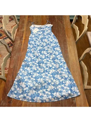 Saints and Secrets Blue White Floral Maxi Dress Small thumbnail 9