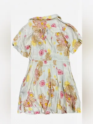 Free People Cream Dress with Pink and Yellow Floral Print EUC thumbnail 5