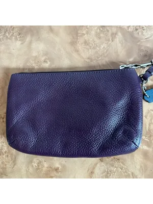 Coach Plum Purple Pebbled Leather Wristlet Pouch Zip Clutch thumbnail 4