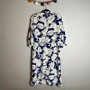Vintage white and blue floral print dress thumbnail 5