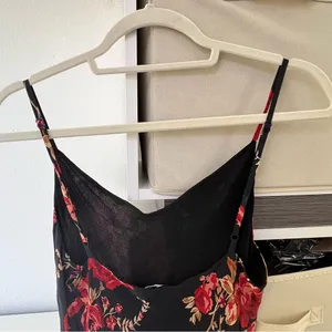 Reformation Parma Maxi Dress in Black with Roses thumbnail 7