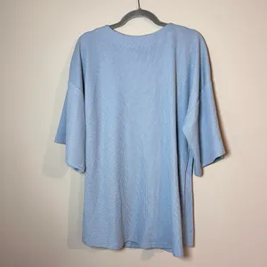 SABO Wyatt Ribbed Knit Relaxed Wrap Top Blue thumbnail 6