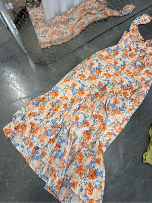 Astr Floral Ruffle Maxi Dress — Orange, Blue & Cream thumbnail 9