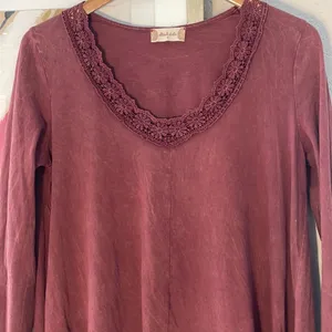 Altar'd State Burgundy Lace Crochet Trim Tunic Swing Top Fall Dark Goth thumbnail 2