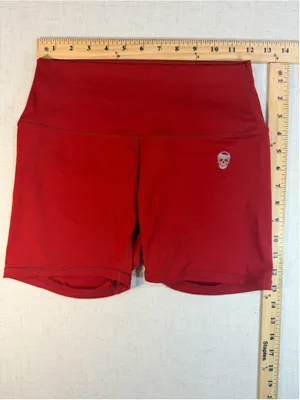 Gymreapers Women’s High Waisted Biker Athletic Gym Shorts Rust Brick Red Medium thumbnail 4