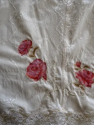 y2k size large Lola Delicate Floral Lace Trim Slip Tank Top cream rose thumbnail 5