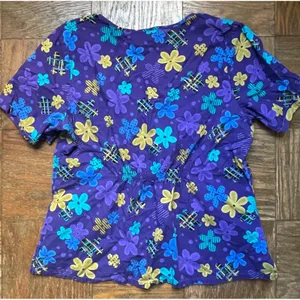 Purple Floral Scrub Top Women's XL thumbnail 2