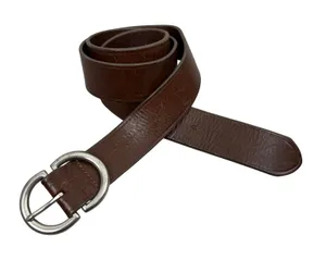 LOFT Belt Womens Medium Brown Genuine Leather Silver Buckle Preppy Casual USA thumbnail 1