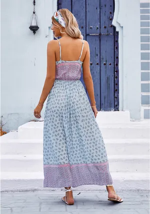 Floral Boho Blue Tie Sundress thumbnail 2