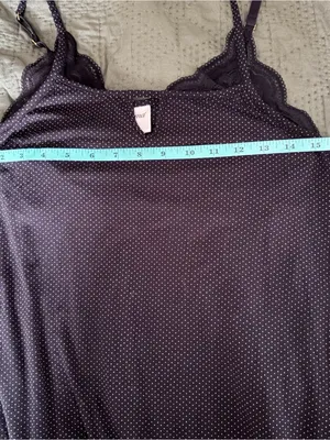 Soma Black Polka Dot Lace Trim Chemise Nightgown Size Small thumbnail 5