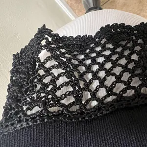 Joseph A. Vintage Knitted Cardigan Size Small Black Crochet Tie Front Whimsygoth thumbnail 8