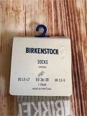 Birkenstock Light Gray Unisex Cotton Crew Stripe Socks Size Women’s 5-7 thumbnail 3