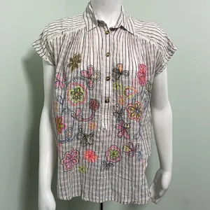 ANTHROPOLOGIE Pilcro Serena Surf Henley Linen Blend Blouse Size XS thumbnail 5