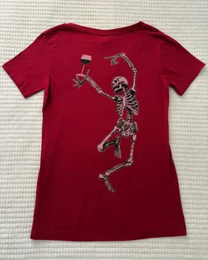 Red Tee with Dancing Skeleton Graphic Size S thumbnail 1