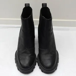 Sorel Brex Black&White Leather Chunky Block Heel Chelsea Boots Size US Women's 6 thumbnail 2
