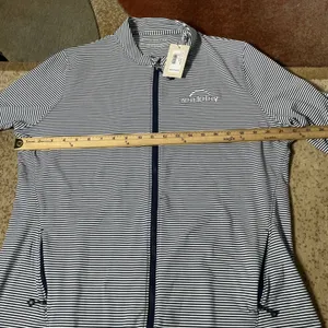 Peter Millar Workday Full Zip Jacket Womens XL Navy White Stripe UPF 50 Sport thumbnail 3