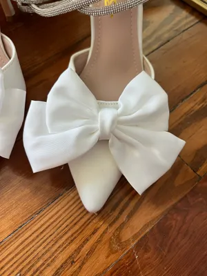 Lulus Satin Bow Heels White thumbnail 5