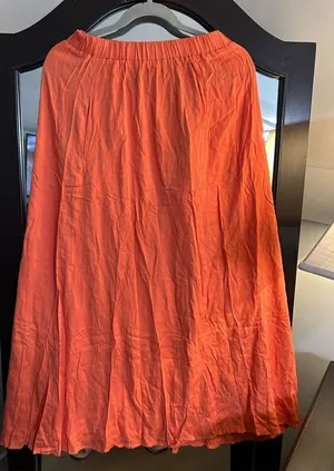 NEW Orange Rayon Maxi Skirt S Brown thumbnail 1