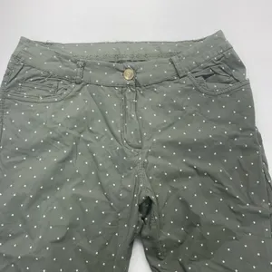 Made in Italy‎ Star Print Pants Womens XL Olive Green Straight Leg Stretch 23 thumbnail 2