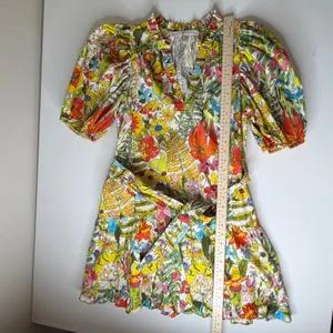 Marie Oliver Clara Floral Palm Mini‎ Dress Sz XS Multi Puff Sleeve Tiered Resort thumbnail 10