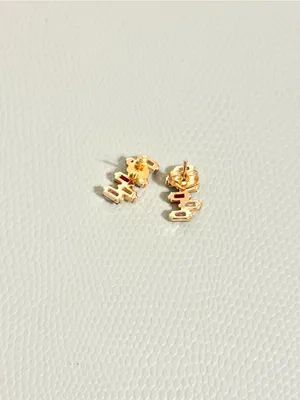 Rainbow Baguette Stud Earrings Gold Plated Multicolor CZ Boho thumbnail 3