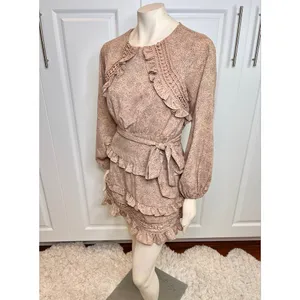 Lulu’s Kiss Me Goodnight Tan Polka Dot Ruffled Long Sleeve Mini Dress thumbnail 13