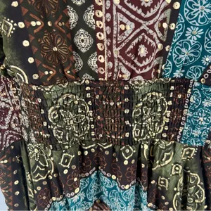 Rabbit Rabbit Rabbit Tribal Boho Printed‎ Chiffon Batwing Asymmetrical Hem Dress thumbnail 16