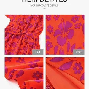 NWOT Elegant One-Shoulder Boho Floral Dress - Orange and Purple thumbnail 3