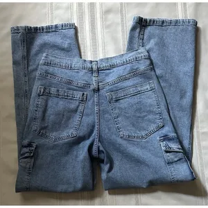 Gap 90s Loose Mid-Rise Cargo Jeans, Size 28 (6R), Light Blue Denim, Straight Leg thumbnail 2