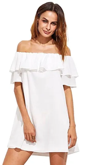 White strapless dress with slip underneath thumbnail 1