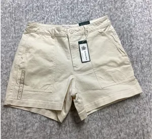 Alpine Design Womens‎ 6 Mixed Fabric Corduroy Shorts Off White ADW24806 NEW thumbnail 1